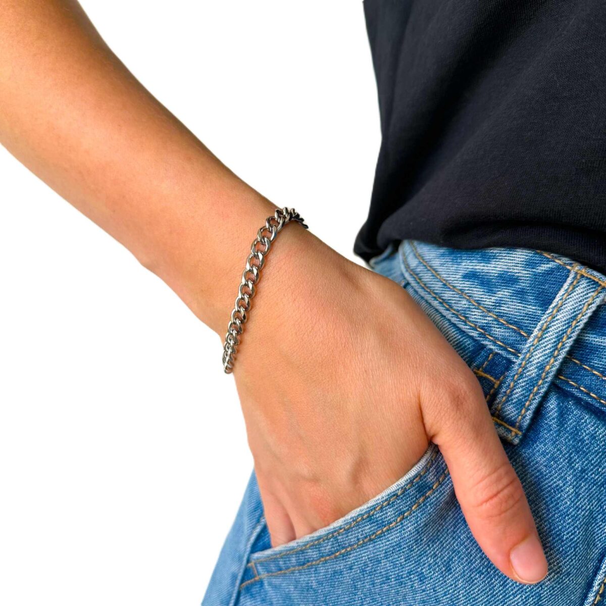 Náramok REMINA v chain dizajne v chirurgickej ocele