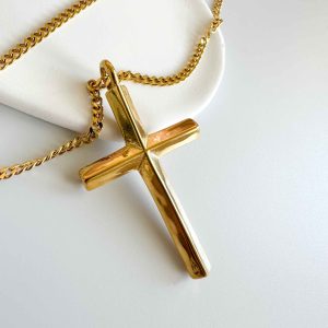 Pánsky pozlátený náhrdelník COLD z chirurgickej ocele s príveskom kríža SINARI