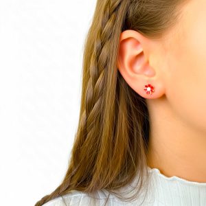 Pozlátené kvietkované náušnice BIBI z chirurgickej ocele 7