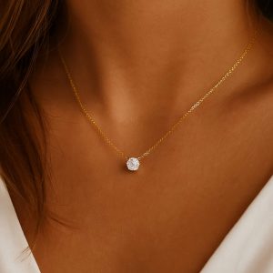 Pozlátený náhrdelník ANA zo striebra so syntetickým diamantom SINARI