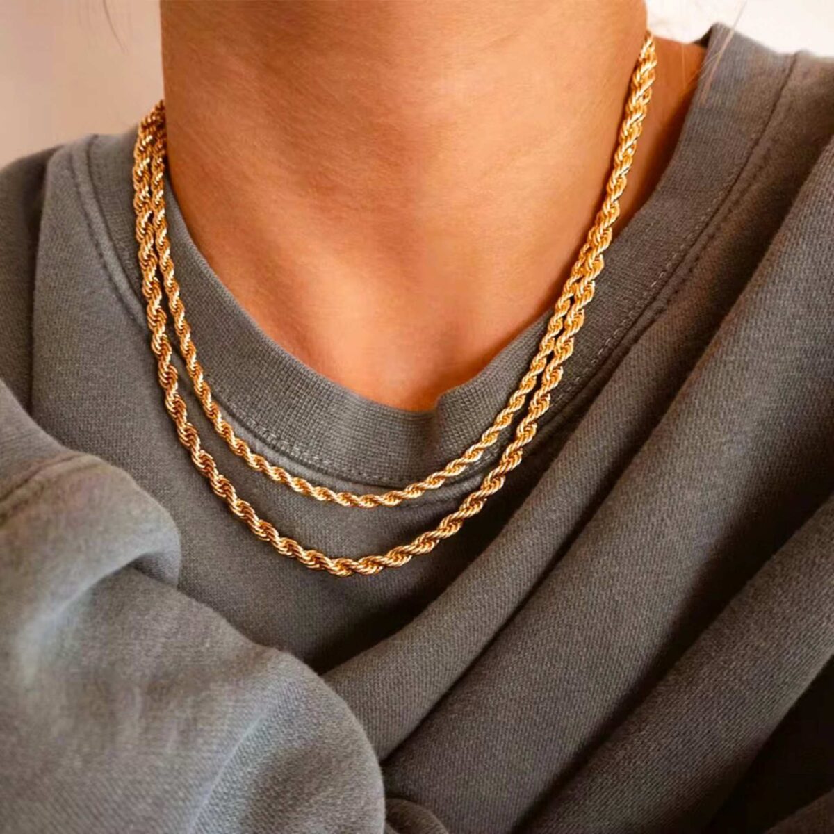 Pozlátený náhrdelník COLORY z chirurgickej ocele v rope chain dizajne
