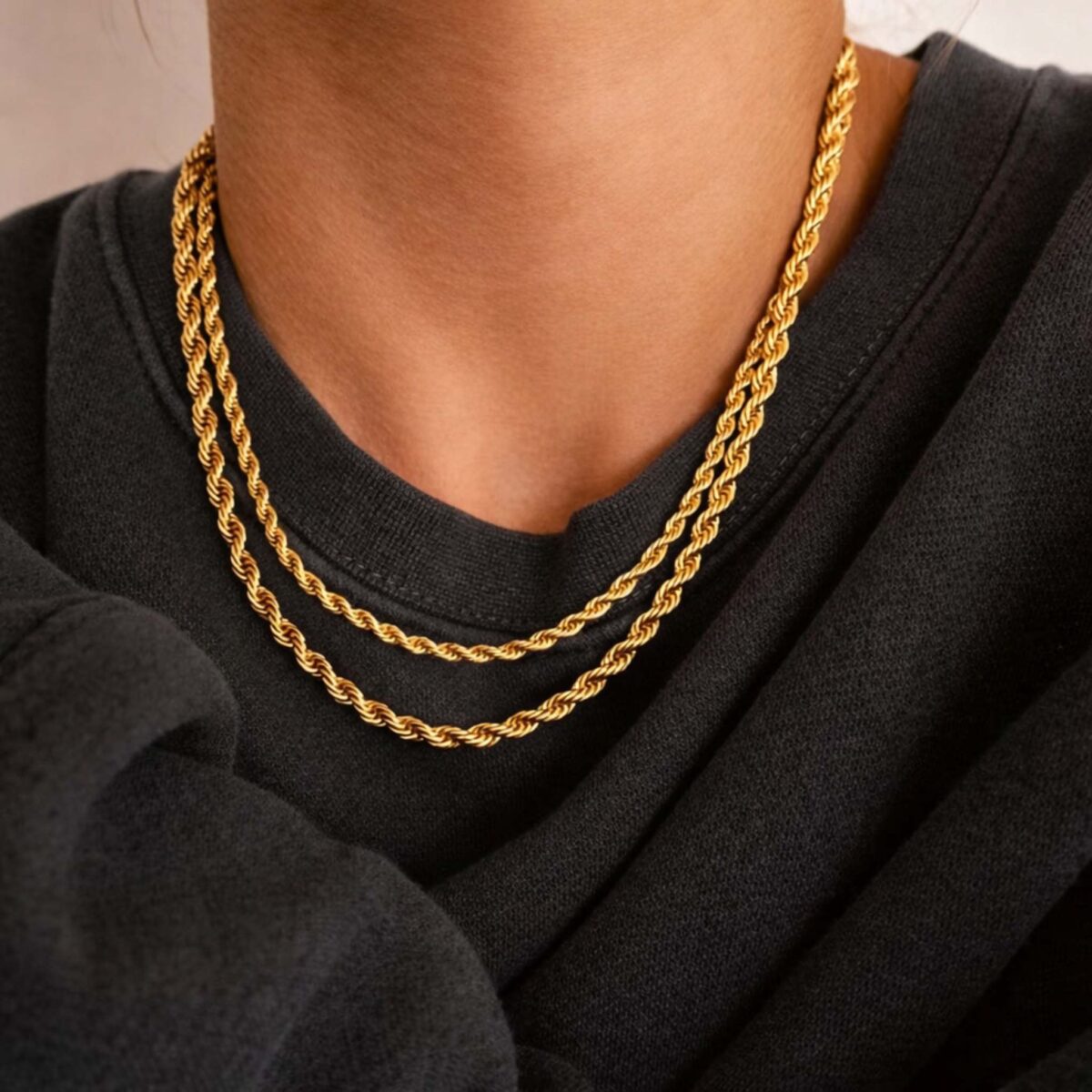 Pozlátený náhrdelník SUMA z chirurgickej ocele v rope chain dizajne