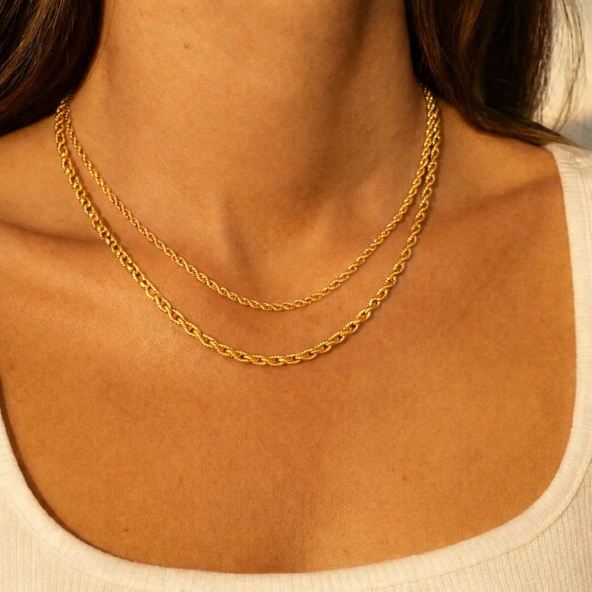 Pozlátený náhrdelník SUMA z chirurgickej ocele v rope chain dizajne 3