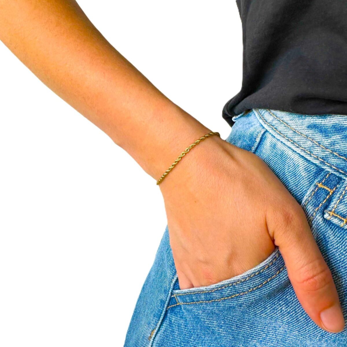Pozlátený náramok FLOROAJA v rope chain dizajne z chirurgickej ocele 3