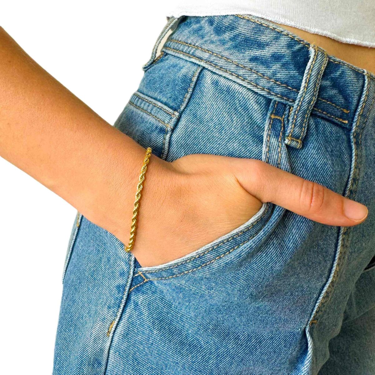 Pozlátený náramok ROMA z chirurgickej ocele v rope chain dizajne