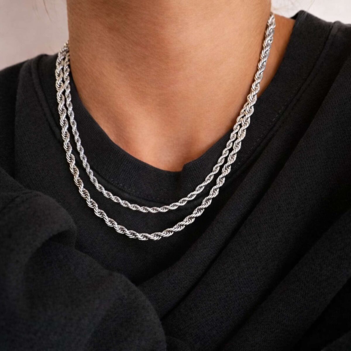 Strieborný náhrdelník SUMA z chirurgickej ocele v rope chain dizajne